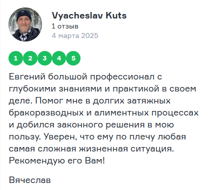 Скриншот отзыва Вячеслава Куца